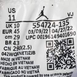 Pre Owned Air Jordans White/Grey Leather Jordan 1Mid Neutral Grey Sneakers Size 45