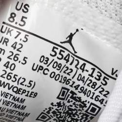 Pre Owned Air Jordan White/Grey Leather Jordan 1Mid Neutral Grey Sneakers Size 42