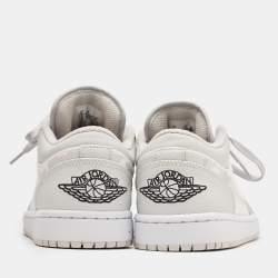 Pre Owned Air Jordan Grey/White Leather and Canvas 1 Low Top Sneakers Size 41
