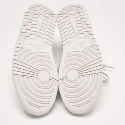 Pre Owned Air Jordan Grey/White Leather and Canvas 1 Low Top Sneakers Size 41