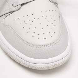 Pre Owned Air Jordan Grey/White Leather and Canvas 1 Low Top Sneakers Size 41