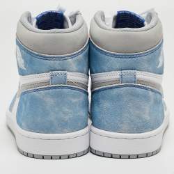 Air Jordan Multicolor Leather Jordan 1 Retro High Hyper Royal Smoke Grey Sneakers Size 41