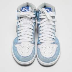 Air Jordan Multicolor Leather Jordan 1 Retro High Hyper Royal Smoke Grey Sneakers Size 41