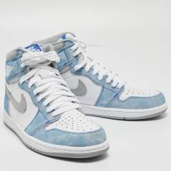 Air Jordan Multicolor Leather Jordan 1 Retro High Hyper Royal Smoke Grey Sneakers Size 41