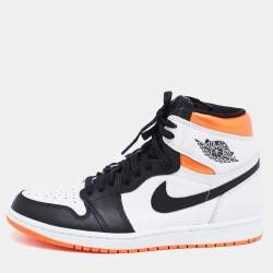 Pre Owned Air Jordan Multicolor Leather Jordan 1 Retro High Electro Orange Sneakers Size 44