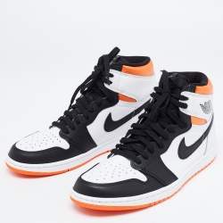 Pre Owned Air Jordan Multicolor Leather Jordan 1 Retro High Electro Orange Sneakers Size 44