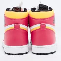 Air Jordan Multicolor Leather Jordan 1 Retro High Light Fusion Red Sneakers Size 44