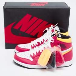 Air Jordan Multicolor Leather Jordan 1 Retro High Light Fusion Red Sneakers Size 44