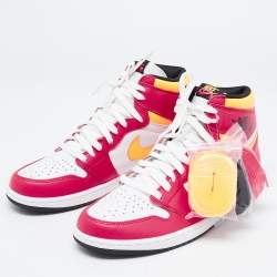 Air Jordan Multicolor Leather Jordan 1 Retro High Light Fusion Red Sneakers Size 44