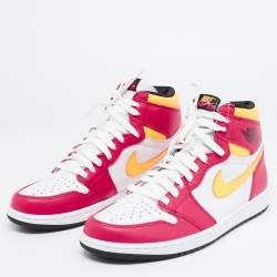Air Jordan Multicolor Leather Jordan 1 Retro High Light Fusion Red Sneakers Size 44