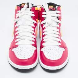 Air Jordan Multicolor Leather Jordan 1 Retro High Light Fusion Red Sneakers Size 44
