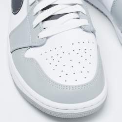 Air Jordan Multicolor Leather Jordan 1 Mid Light Smoke Grey Anthracite Sneakers Size 44