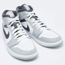 Air Jordan Multicolor Leather Jordan 1 Mid Light Smoke Grey Anthracite Sneakers Size 44
