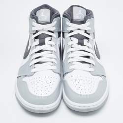 Air Jordan Multicolor Leather Jordan 1 Mid Light Smoke Grey Anthracite Sneakers Size 44