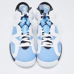 Pre Owned Air Jordans White/Blue leather Jordan-6-Retro Sneakers Size 42.5