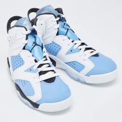 Pre Owned Air Jordans White/Blue leather Jordan-6-Retro Sneakers Size 42.5
