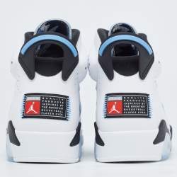 Pre Owned Air Jordans White/Blue leather Jordan-6-Retro Sneakers Size 42.5