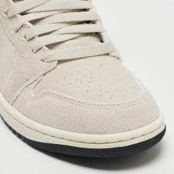 Pre Owned Air Jordan Cream/Brown Suede Jordan 1 Mid SE Brown Elephant Sneakers Size 40