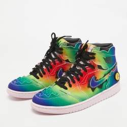Air Jordans Multicolor Canvas Jordan 1 Retro High J Balvin Sneakers Size 42