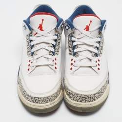 Pre Owned Air Jordans White Leather Jordan 3 True Blue Sneakers Size 42.5