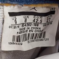 Pre Owned Air Jordans White Leather Jordan 3 True Blue Sneakers Size 42.5