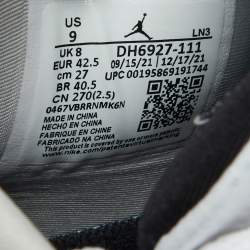 Pre Owned Air Jordans White/Black Leather Jordan 4 Retro Military Black Sneakers Size 42.5