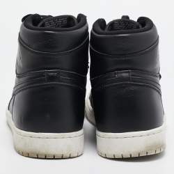 Air Jordan x Nike Black Leather Air Jordan 1 Retro High Sneakers Size 45.5