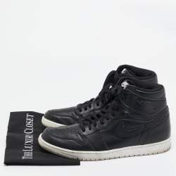 Air Jordan x Nike Black Leather Air Jordan 1 Retro High Sneakers Size 45.5