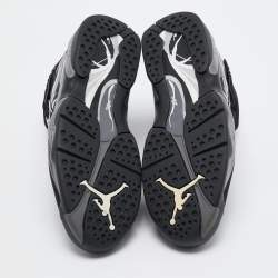 Pre Owned Air Jordan Black Nubuck Leather Jordan 8 Retro Chrome Sneakers Size 45