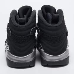 Pre Owned Air Jordan Black Nubuck Leather Jordan 8 Retro Chrome Sneakers Size 45