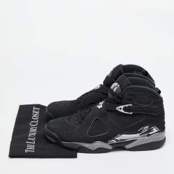 Pre Owned Air Jordan Black Nubuck Leather Jordan 8 Retro Chrome Sneakers Size 45