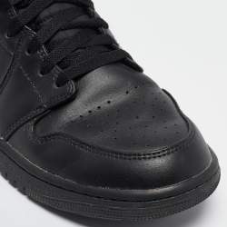 Pre Owned Air Jordans Black Leather Air Jordan 1 High Top Sneakers Size 44