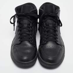 Pre Owned Air Jordans Black Leather Air Jordan 1 High Top Sneakers Size 44