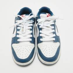 Air Jordans Navy Blue/White Leather Air Jordan i Low Top Sneakers Size 42  