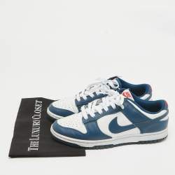 Air Jordans Navy Blue/White Leather Air Jordan i Low Top Sneakers Size 42  