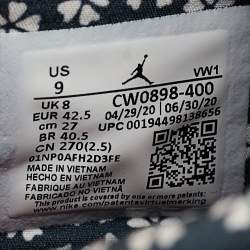 Pre Owned Air Jordans Blue/White Canvas Jordan 4 Retro SE Sashiko Sneakers Size 42.5