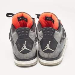 Pre Owned Air Jordans Grey Durabuck Leather Jordan 4 Retro Infrared Sneakers Size 44