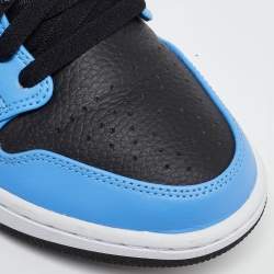 Pre Owned Air Jordans Blue/Black Leather Air Jordan 1 Low Top Sneakers Size 43