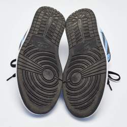 Pre Owned Air Jordans Blue/Black Leather Air Jordan 1 Low Top Sneakers Size 43