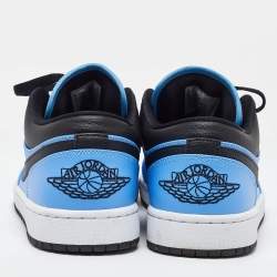 Pre Owned Air Jordans Blue/Black Leather Air Jordan 1 Low Top Sneakers Size 43