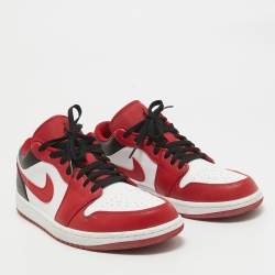 Pre Owned Air Jordans Tricolor Leather Jordan 1 Low Bulls Sneakers Size 45