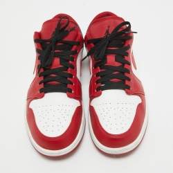 Pre Owned Air Jordans Tricolor Leather Jordan 1 Low Bulls Sneakers Size 45