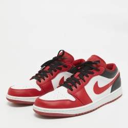 Pre Owned Air Jordans Tricolor Leather Jordan 1 Low Bulls Sneakers Size 45