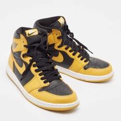 Air Jordans Yellow/Black Leather Air Jordan 1 High Top Sneakers Size 43