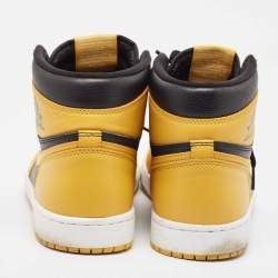 Air Jordans Yellow/Black Leather Air Jordan 1 High Top Sneakers Size 43