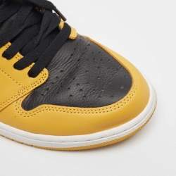 Air Jordans Yellow/Black Leather Air Jordan 1 High Top Sneakers Size 43