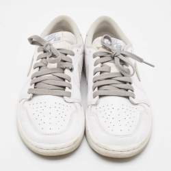 Pre Owned Air Jordans White Leather Air Jordan 1 Lace Up Sneakers Size 44