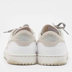 Pre Owned Air Jordans White Leather Air Jordan 1 Lace Up Sneakers Size 44