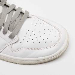 Pre Owned Air Jordans White Leather Air Jordan 1 Lace Up Sneakers Size 44