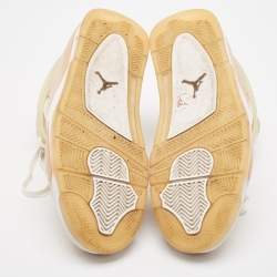 Pre Owned Air Jordans Beige Nubuck Leather Jordan 4 Lace Up Sneakers Size 43